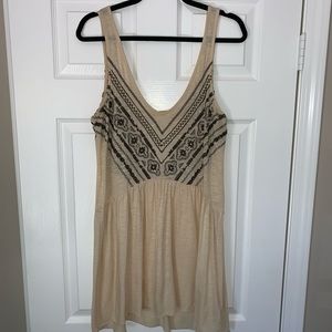 Cream Short Dress with Beautiful Designs